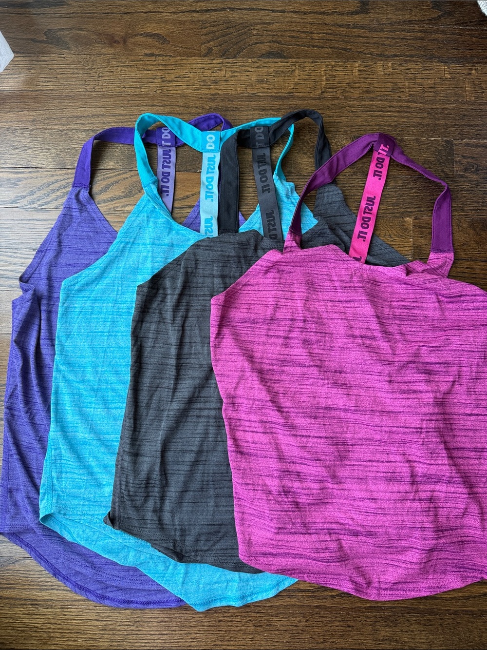 Nike Women's Multi-Color Strappy Tank Tops — Purple, Blue, Black, Pink